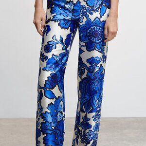 Floral satin trousers